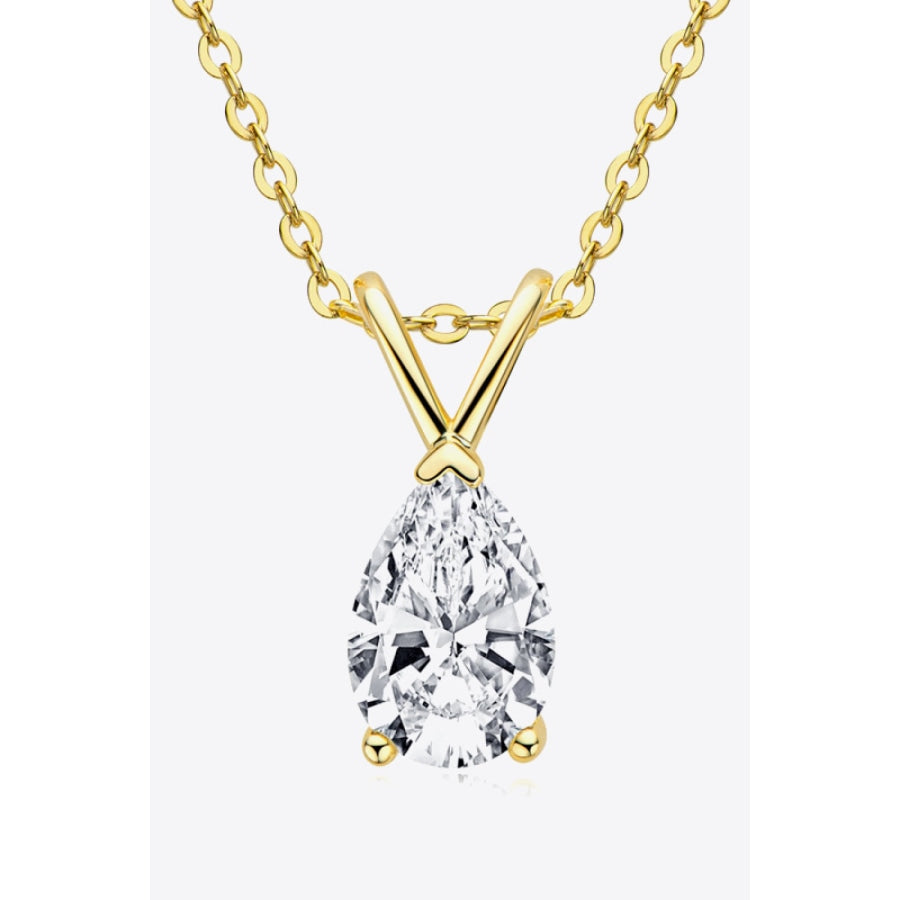 1.5 Carat Moissanite Pendant 925 Sterling Silver Necklace Gold / One Size