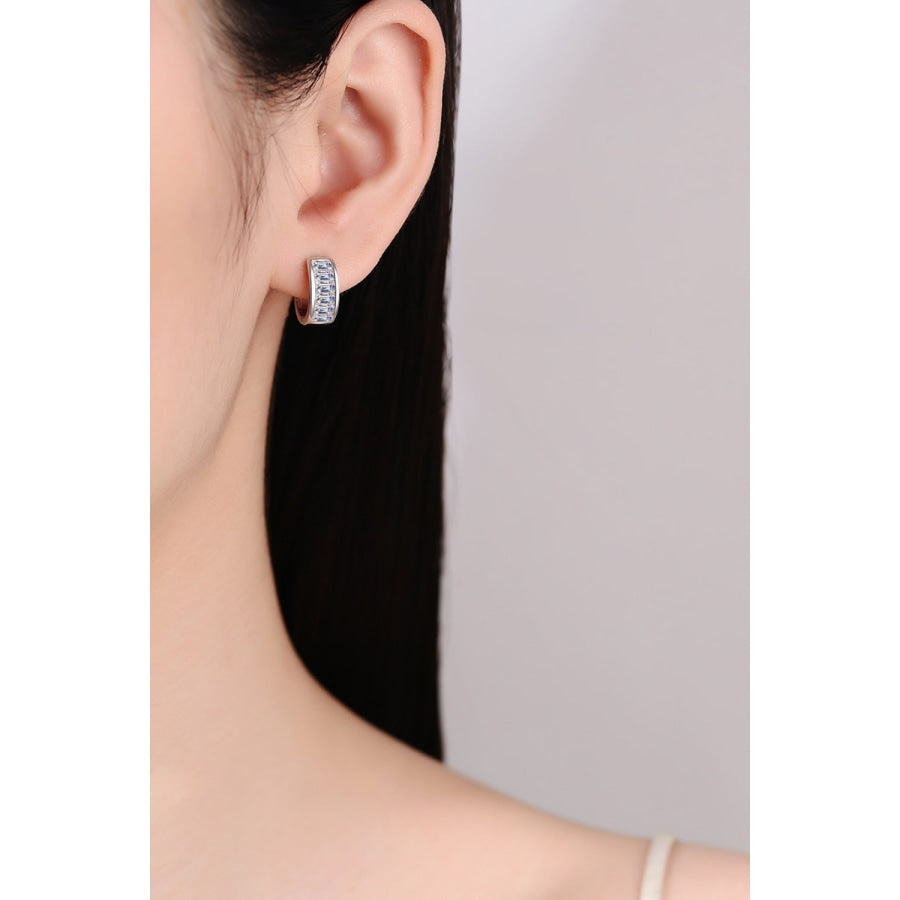1.8 Carat Moissanite 925 Sterling Silver Huggie Earrings Silver / One Size