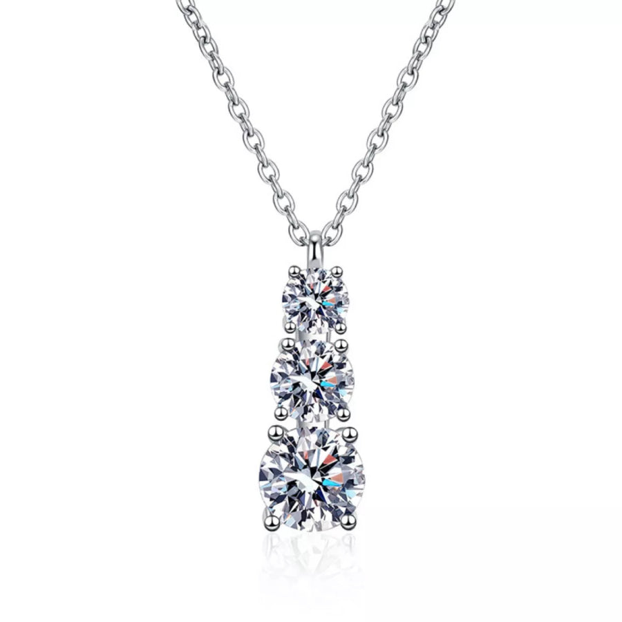 1.8 Carat Moissanite 925 Sterling Silver Pendant Necklace Silver / One Size Apparel and Accessories