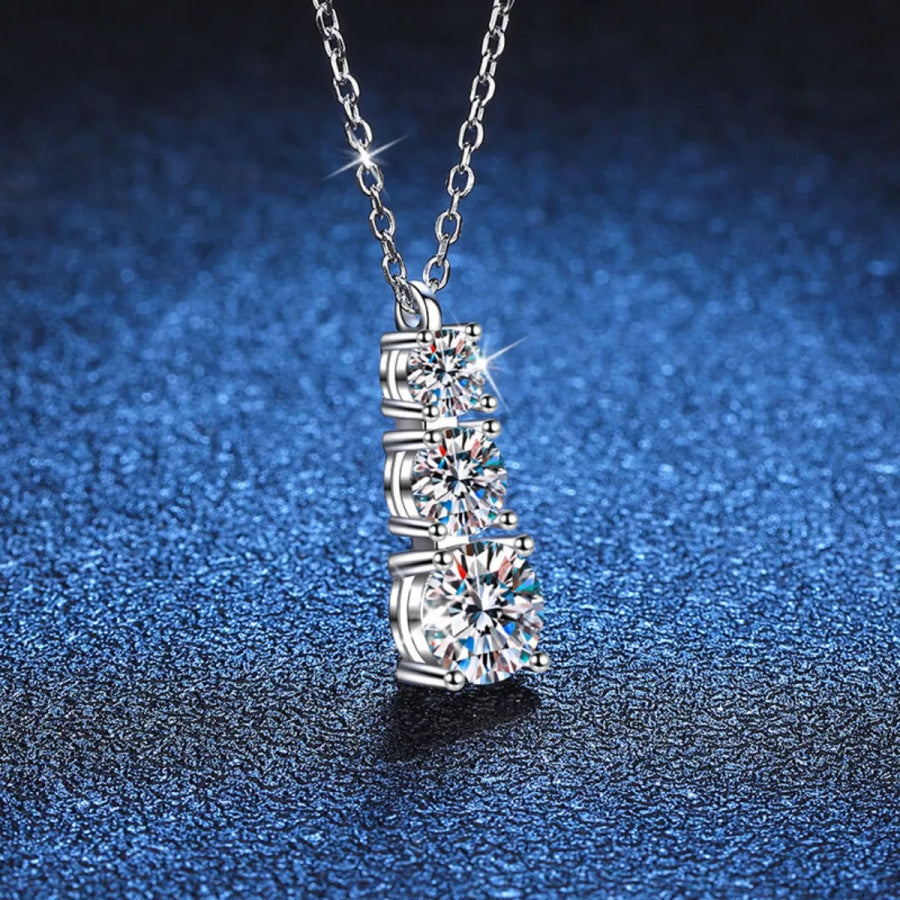 1.8 Carat Moissanite 925 Sterling Silver Pendant Necklace Silver / One Size Apparel and Accessories