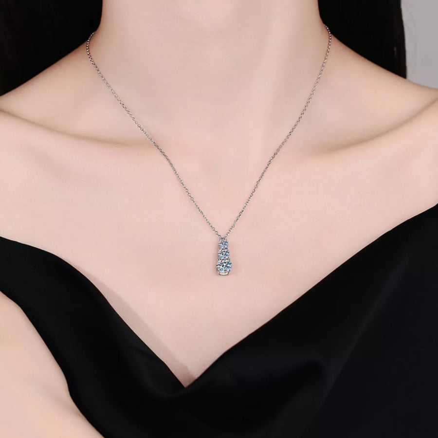 1.8 Carat Moissanite 925 Sterling Silver Pendant Necklace Silver / One Size Apparel and Accessories