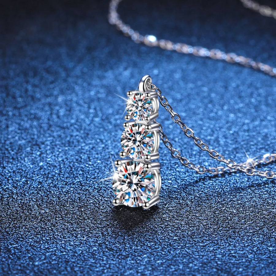 1.8 Carat Moissanite 925 Sterling Silver Pendant Necklace Silver / One Size Apparel and Accessories