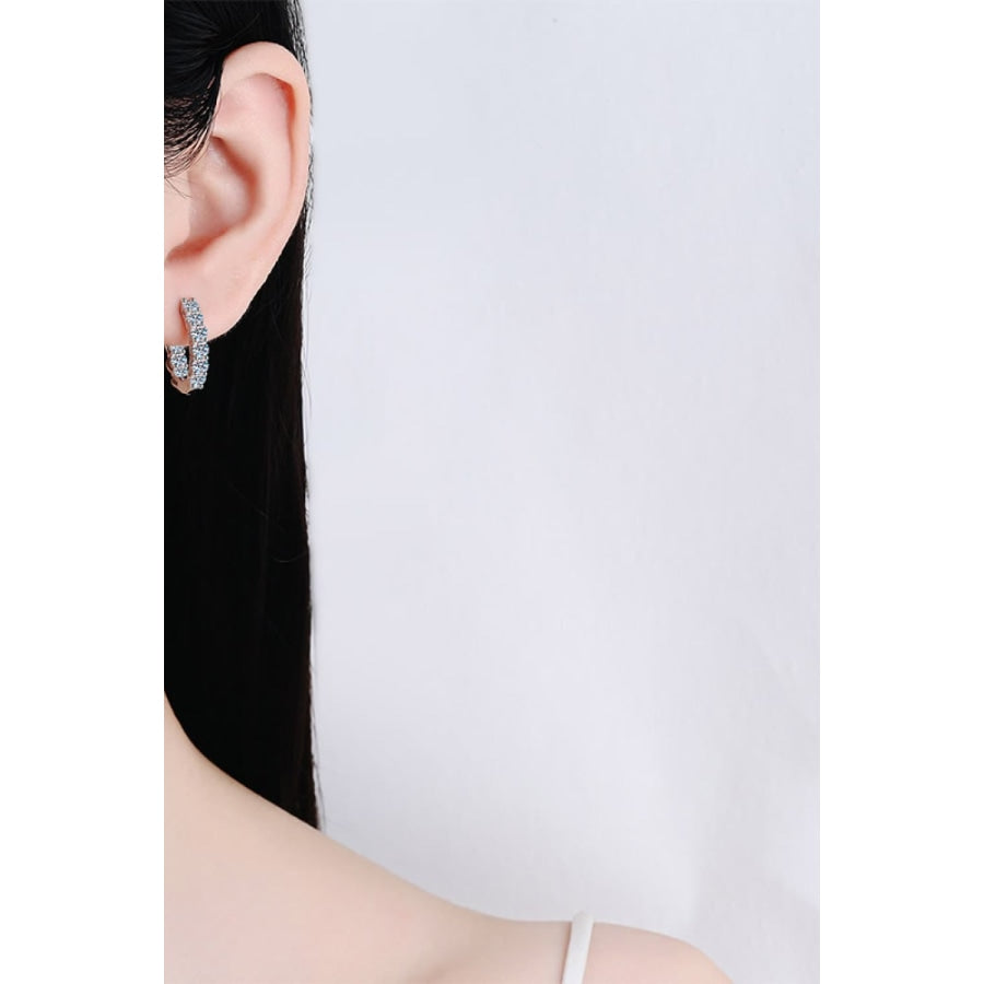 1.8 Carat Moissanite Hoop Earrings Silver / One Size