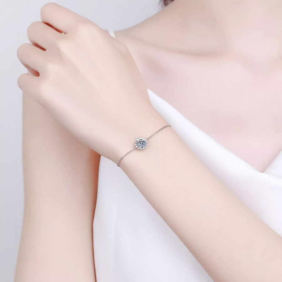 1 Carat 925 Sterling Silver Moissanite Bracelet Silver / One Size Apparel and Accessories