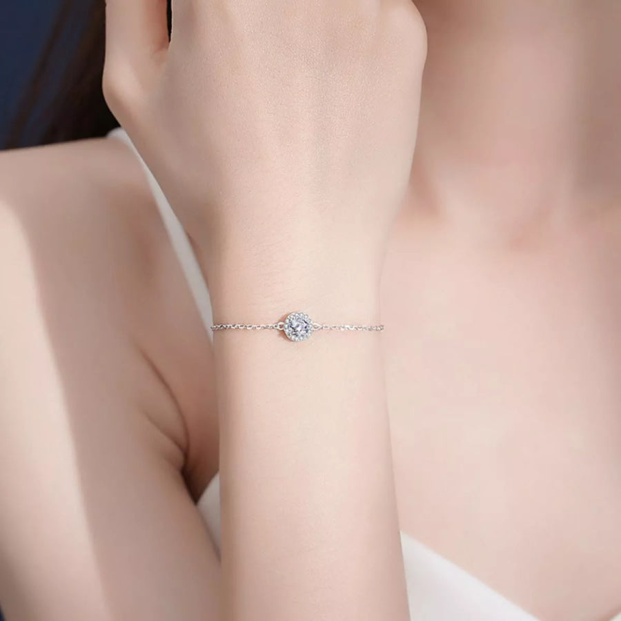 1 Carat 925 Sterling Silver Moissanite Bracelet Silver / One Size Apparel and Accessories