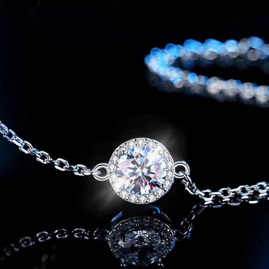 1 Carat 925 Sterling Silver Moissanite Bracelet Silver / One Size Apparel and Accessories