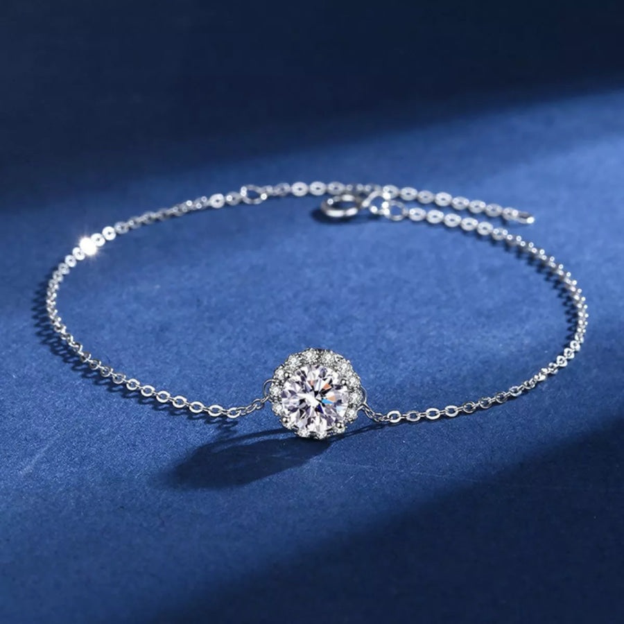 1 Carat 925 Sterling Silver Moissanite Bracelet Silver / One Size Apparel and Accessories