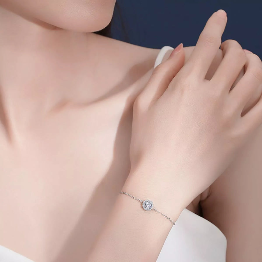 1 Carat 925 Sterling Silver Moissanite Bracelet Silver / One Size Apparel and Accessories