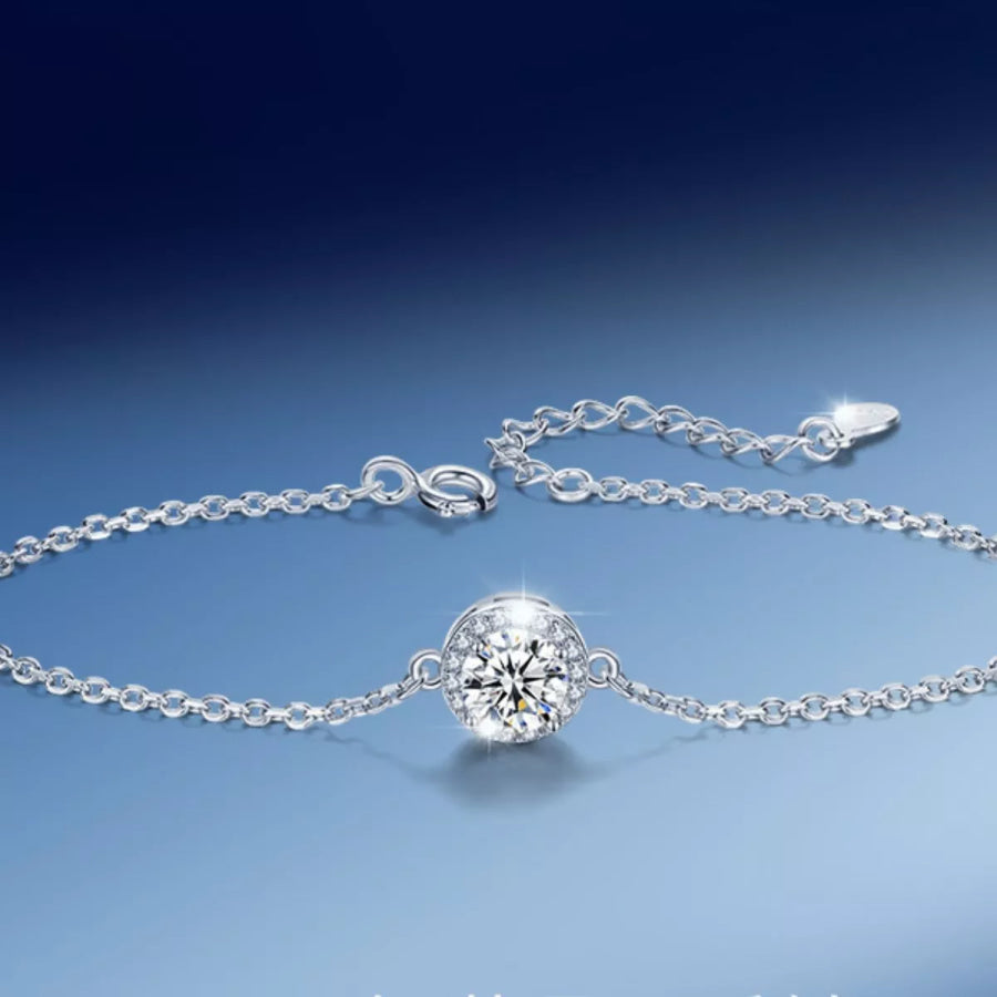 1 Carat 925 Sterling Silver Moissanite Bracelet Silver / One Size Apparel and Accessories