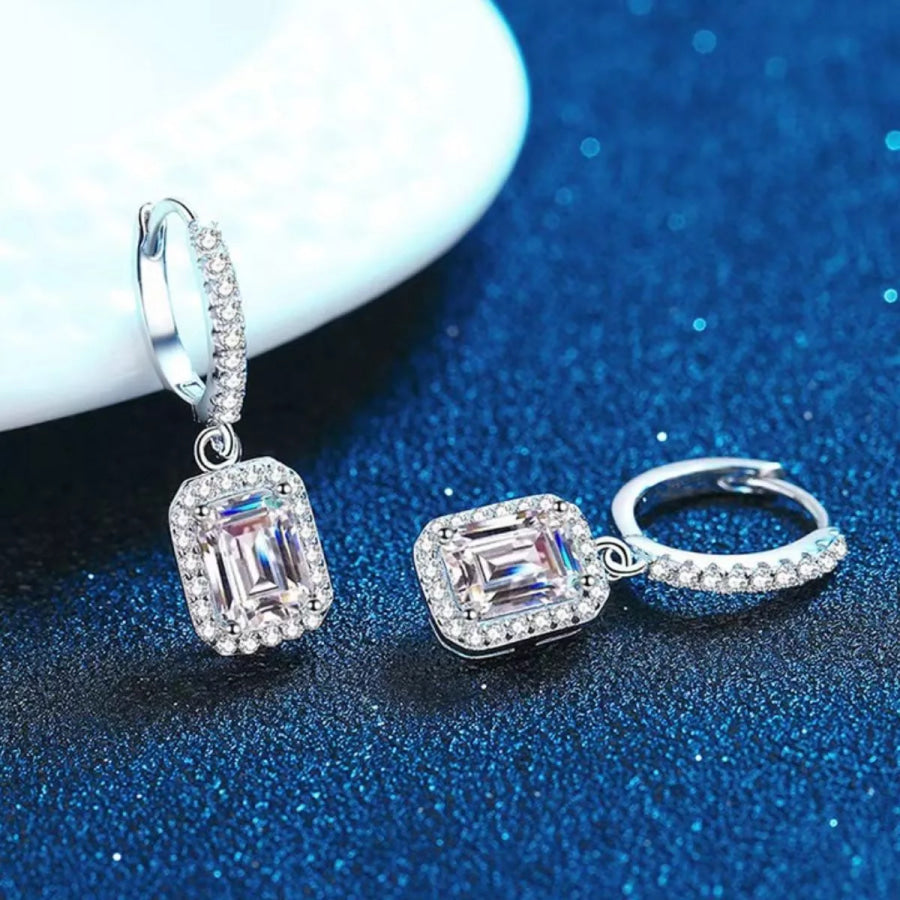 1 Carat 925 Sterling Silver Moissanite Drop Earrings Silver / onesize Apparel and Accessories