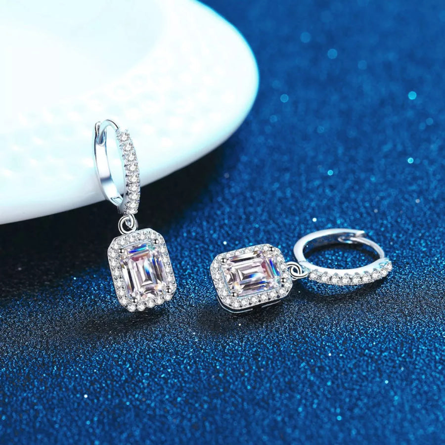 1 Carat 925 Sterling Silver Moissanite Drop Earrings Silver / onesize Apparel and Accessories