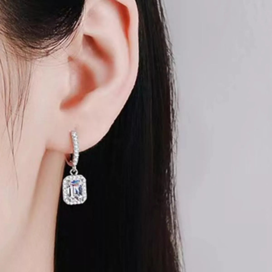 1 Carat 925 Sterling Silver Moissanite Drop Earrings Silver / onesize Apparel and Accessories