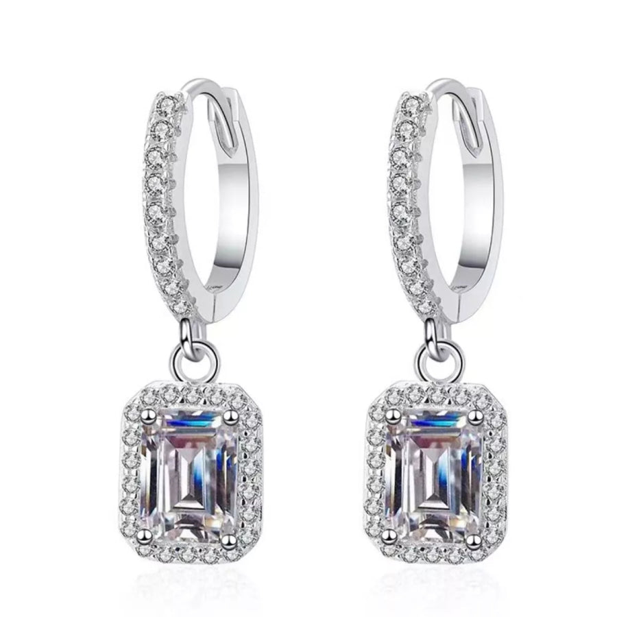 1 Carat 925 Sterling Silver Moissanite Drop Earrings Silver / onesize Apparel and Accessories