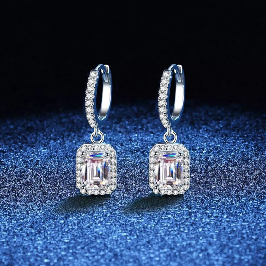 1 Carat 925 Sterling Silver Moissanite Drop Earrings Silver / onesize Apparel and Accessories