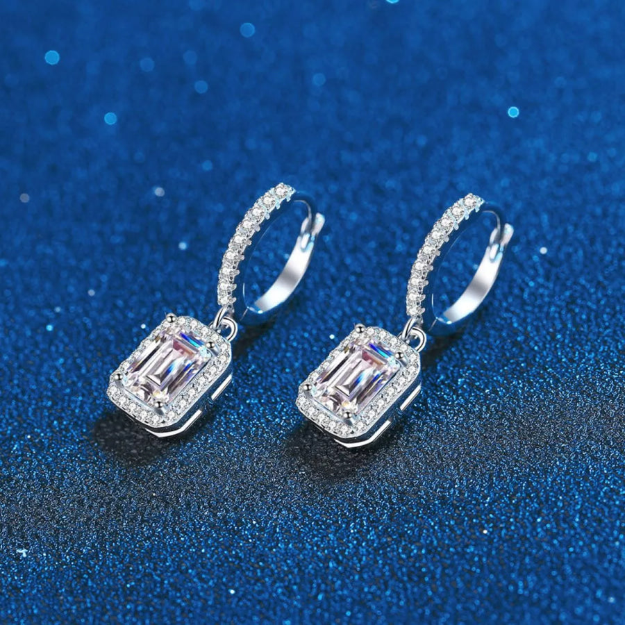 1 Carat 925 Sterling Silver Moissanite Drop Earrings Silver / onesize Apparel and Accessories