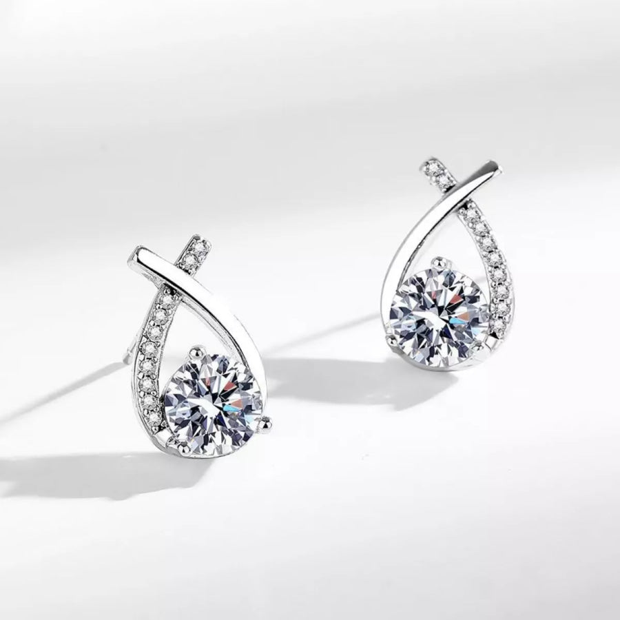 1 Carat 925 Sterling Silver Moissanite Earrings Silver / One Size Apparel and Accessories