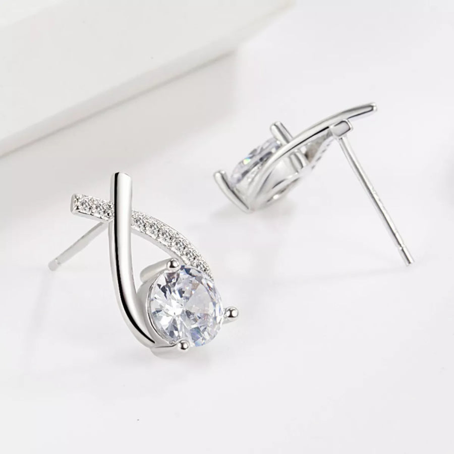 1 Carat 925 Sterling Silver Moissanite Earrings Silver / One Size Apparel and Accessories