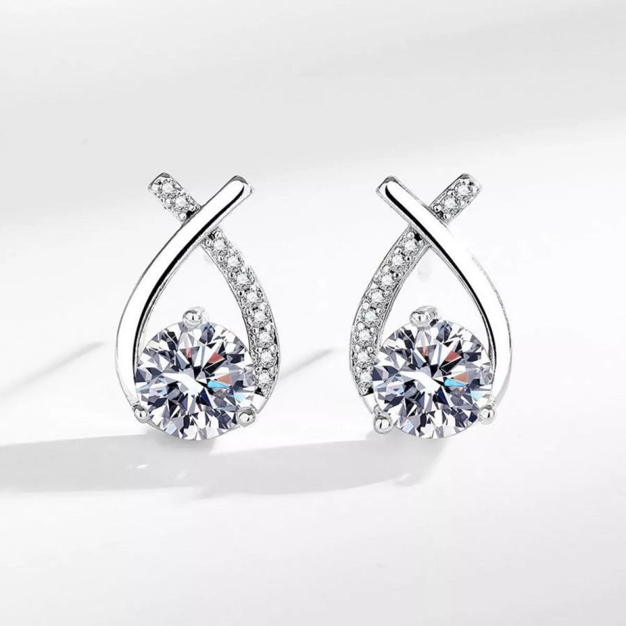 1 Carat 925 Sterling Silver Moissanite Earrings Silver / One Size Apparel and Accessories