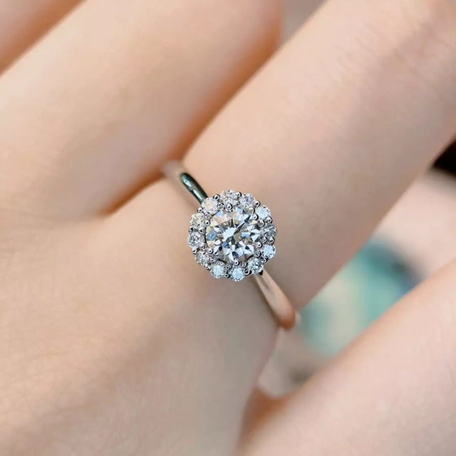 1 Carat 925 Sterling Silver Moissanite Flower Ring Silver / One Size Apparel and Accessories