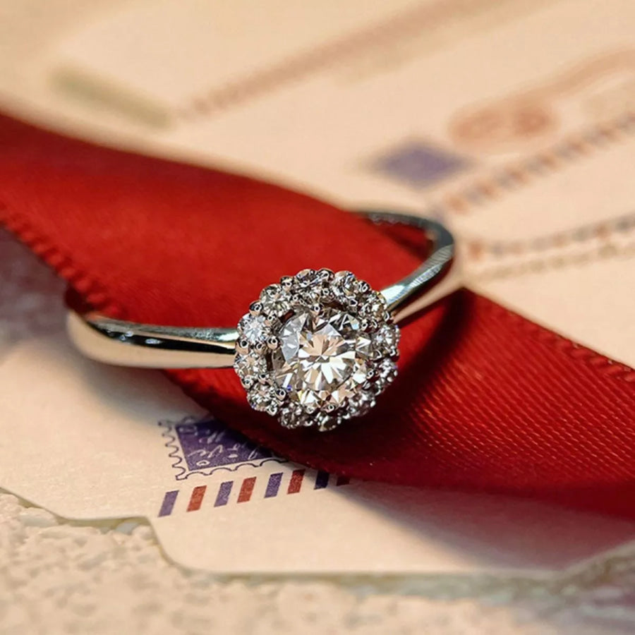 1 Carat 925 Sterling Silver Moissanite Flower Ring Silver / One Size Apparel and Accessories