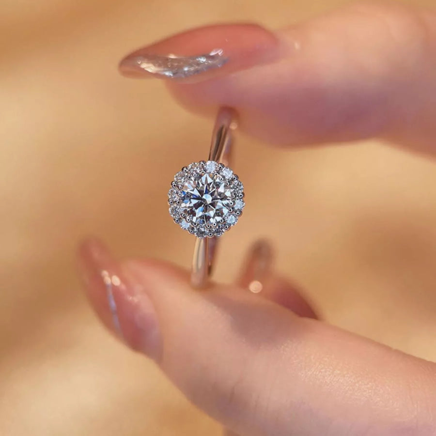 1 Carat 925 Sterling Silver Moissanite Flower Ring Silver / One Size Apparel and Accessories
