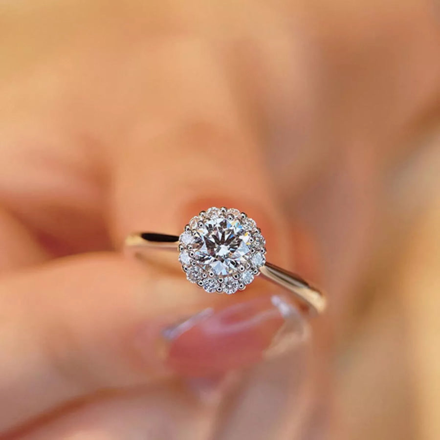 1 Carat 925 Sterling Silver Moissanite Flower Ring Silver / One Size Apparel and Accessories