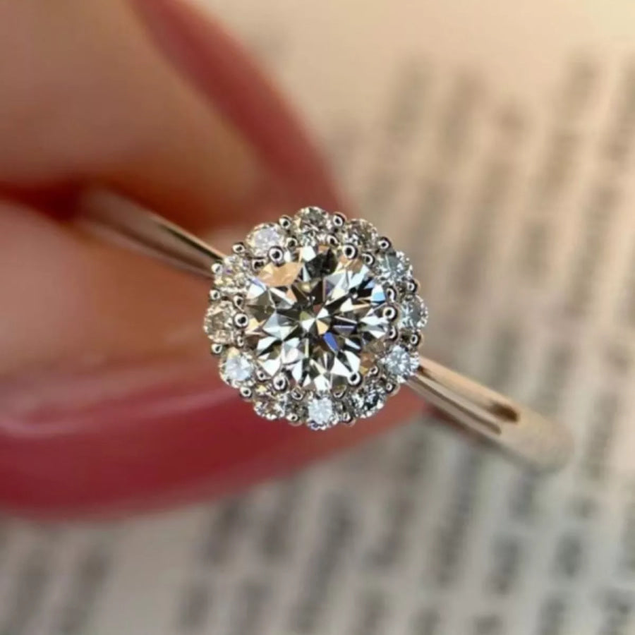 1 Carat 925 Sterling Silver Moissanite Flower Ring Silver / One Size Apparel and Accessories