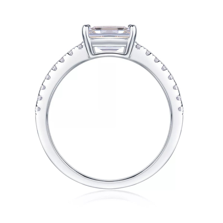 1 Carat 925 Sterling Silver Moissanite Geometric Ring Silver / One Size Apparel and Accessories
