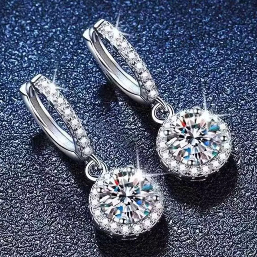 1 Carat 925 Sterling Silver Moissanite Hoop Drop Earrings Silver / One Size Apparel and Accessories