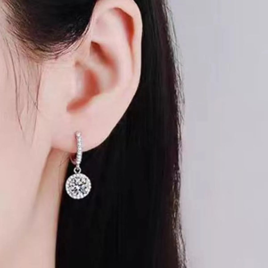 1 Carat 925 Sterling Silver Moissanite Hoop Drop Earrings Silver / One Size Apparel and Accessories