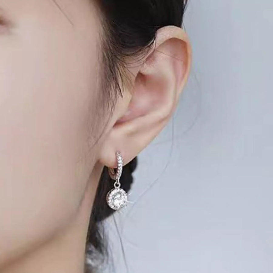 1 Carat 925 Sterling Silver Moissanite Hoop Drop Earrings Silver / One Size Apparel and Accessories