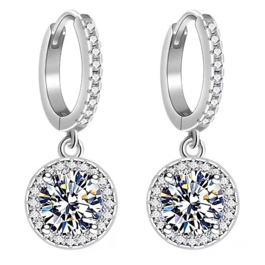 1 Carat 925 Sterling Silver Moissanite Hoop Drop Earrings Silver / One Size Apparel and Accessories