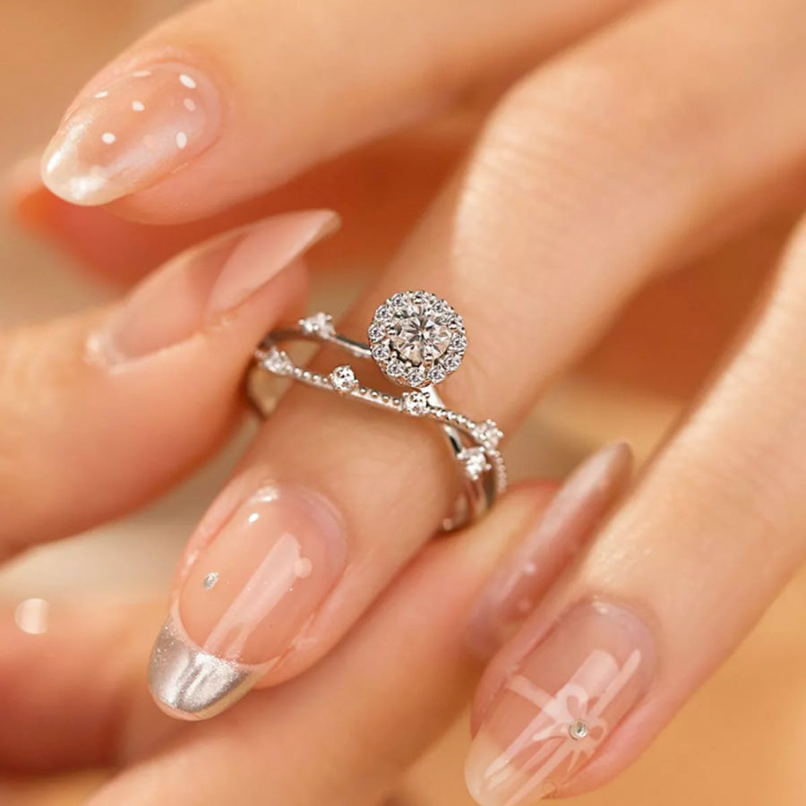 1 Carat 925 Sterling Silver Moissanite Layered Ring Silver / One Size Apparel and Accessories