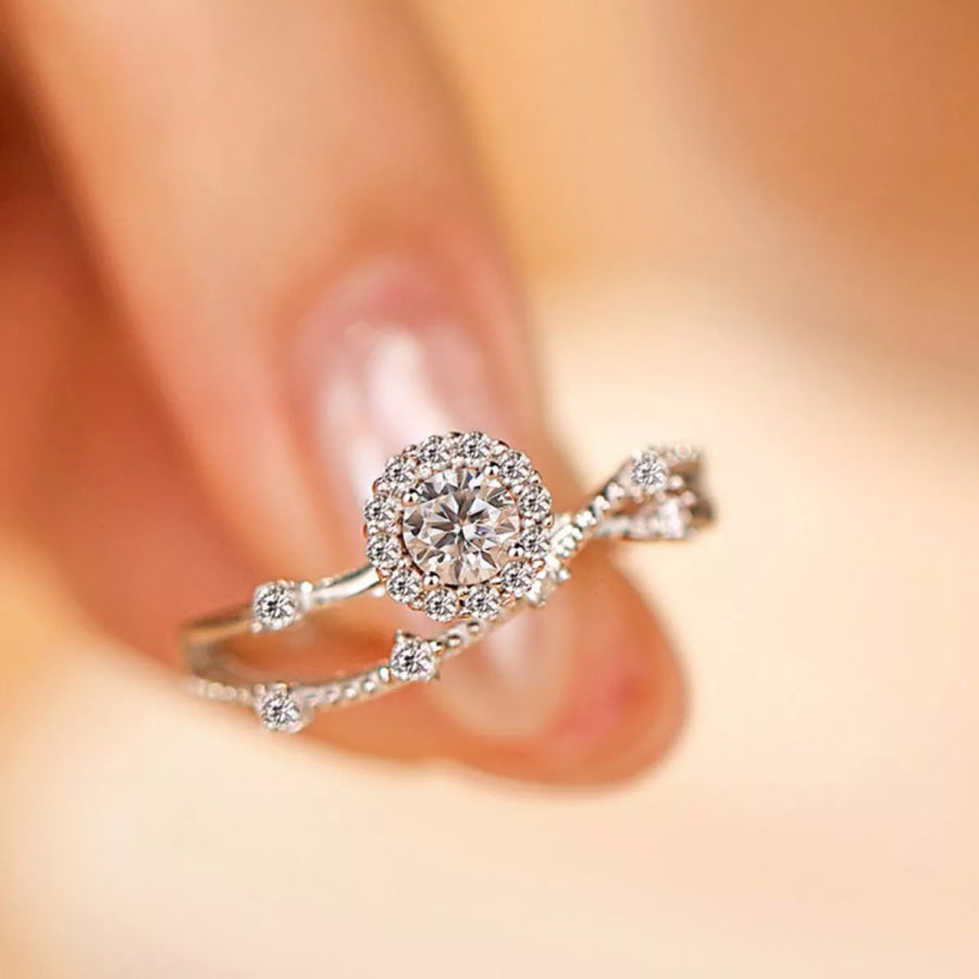 1 Carat 925 Sterling Silver Moissanite Layered Ring Silver / One Size Apparel and Accessories