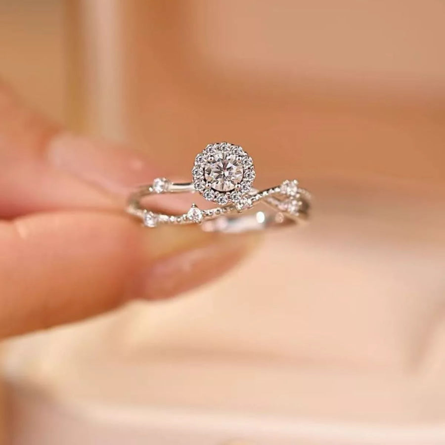 1 Carat 925 Sterling Silver Moissanite Layered Ring Silver / One Size Apparel and Accessories