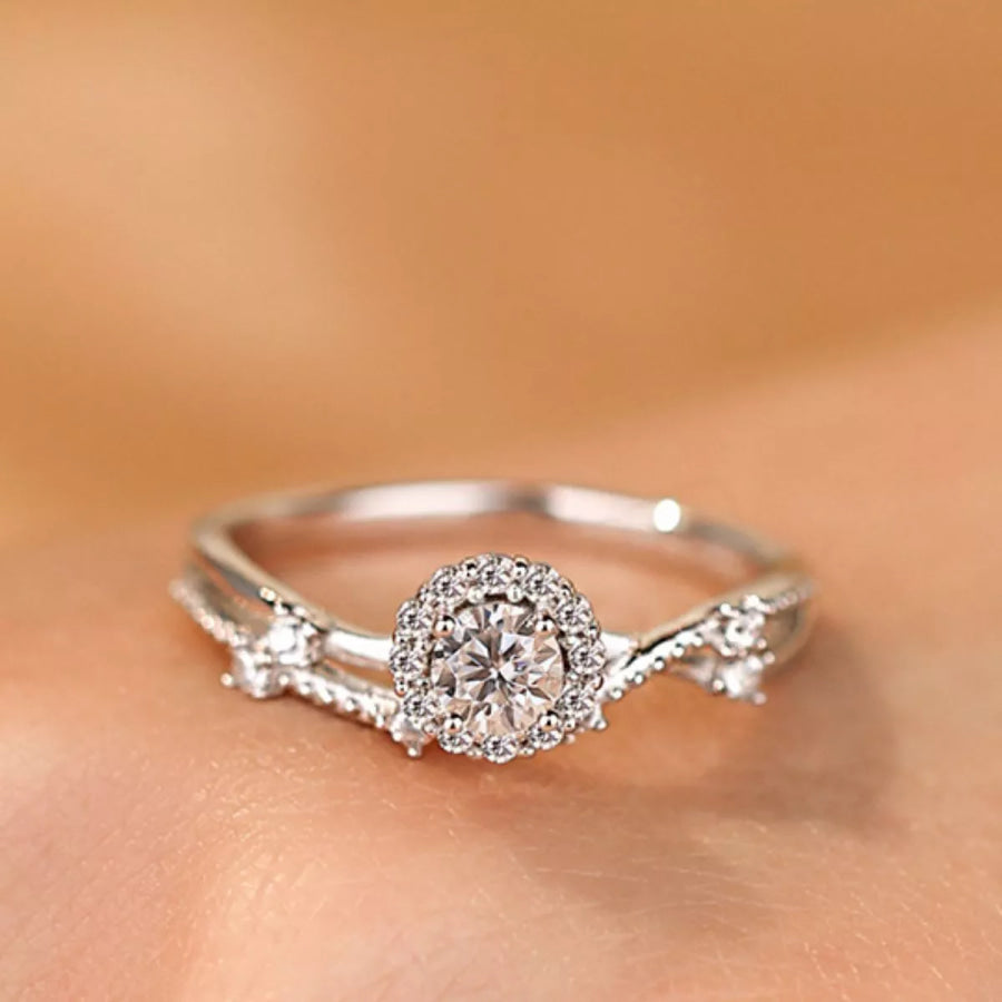 1 Carat 925 Sterling Silver Moissanite Layered Ring Silver / One Size Apparel and Accessories