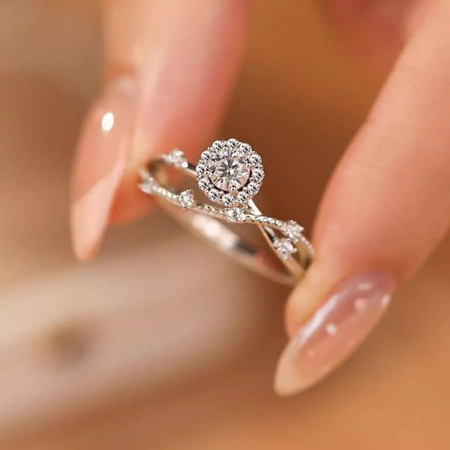 1 Carat 925 Sterling Silver Moissanite Layered Ring Silver / One Size Apparel and Accessories