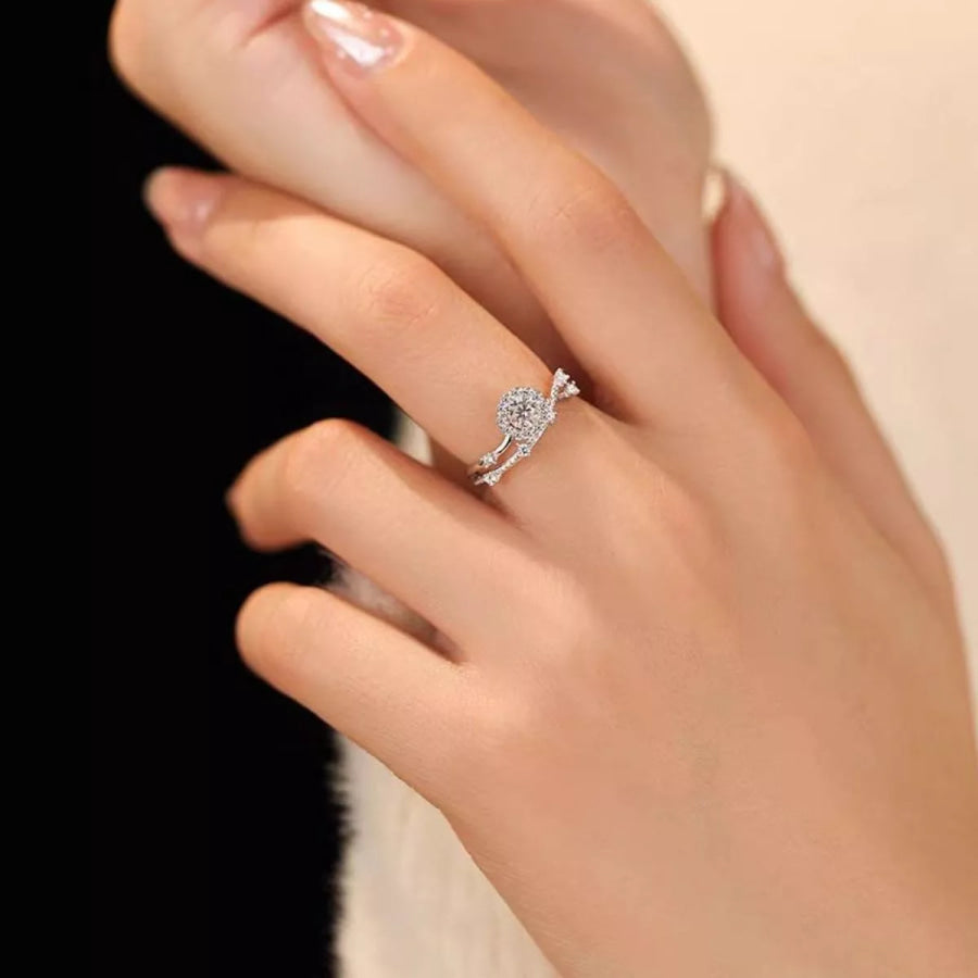 1 Carat 925 Sterling Silver Moissanite Layered Ring Silver / One Size Apparel and Accessories