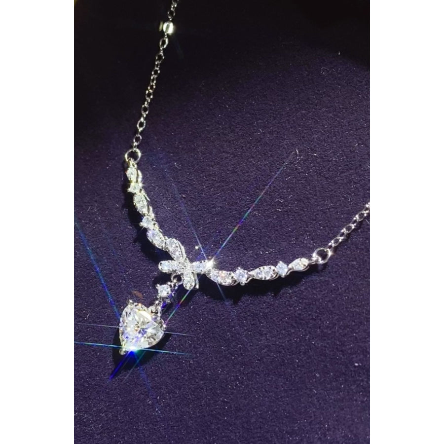 1 Carat 925 Sterling Silver Moissanite Necklace Silver / One Size Apparel and Accessories