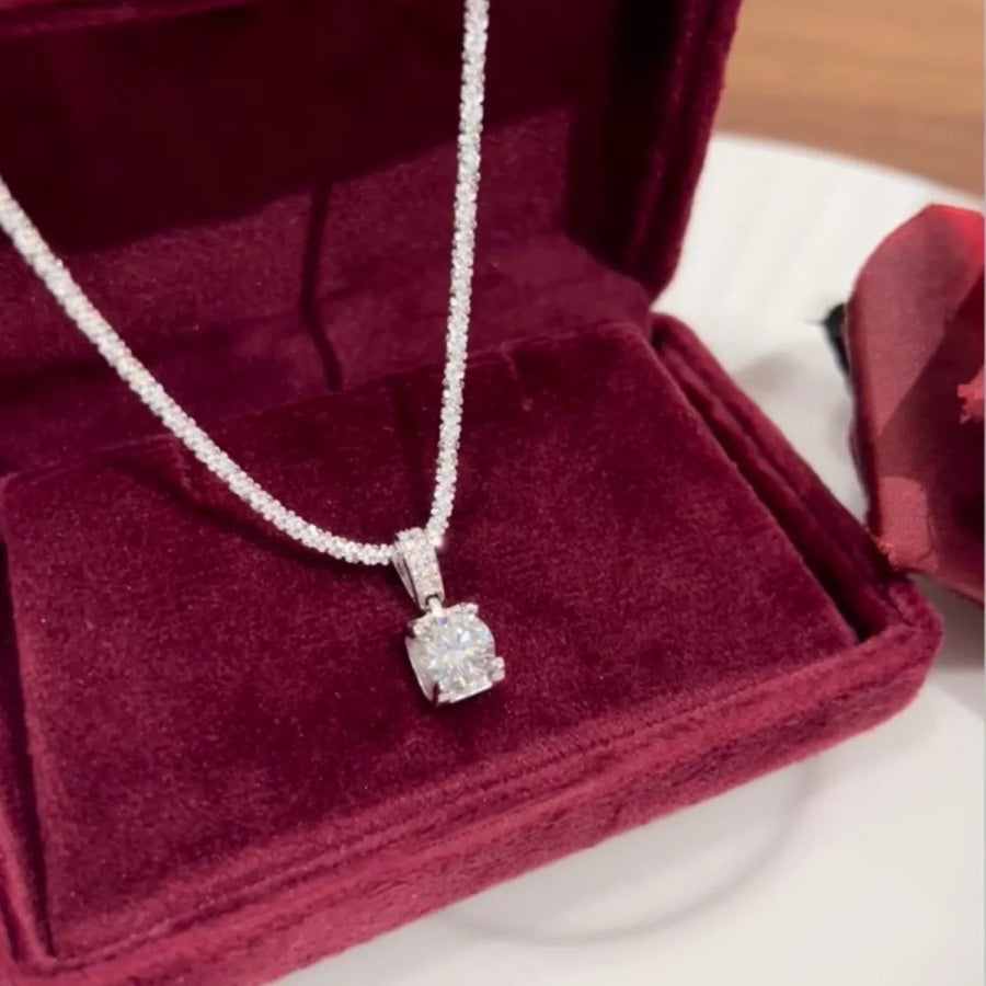 1 Carat 925 Sterling Silver Moissanite Necklace Silver / onesize Apparel and Accessories