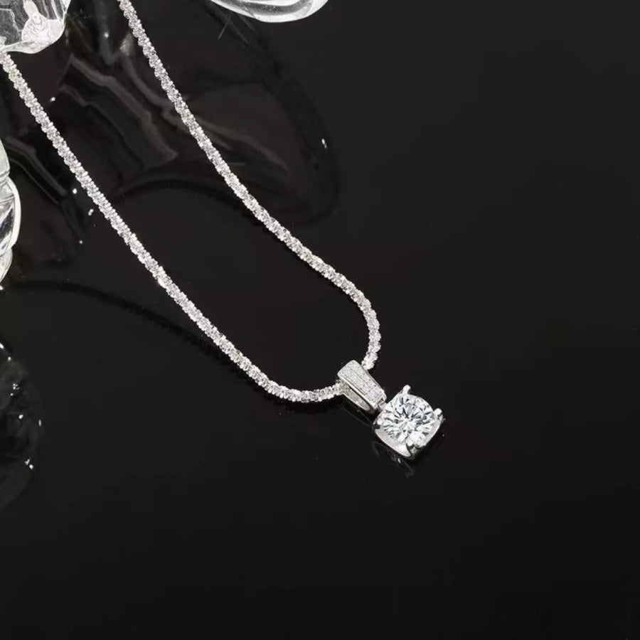 1 Carat 925 Sterling Silver Moissanite Necklace Silver / onesize Apparel and Accessories