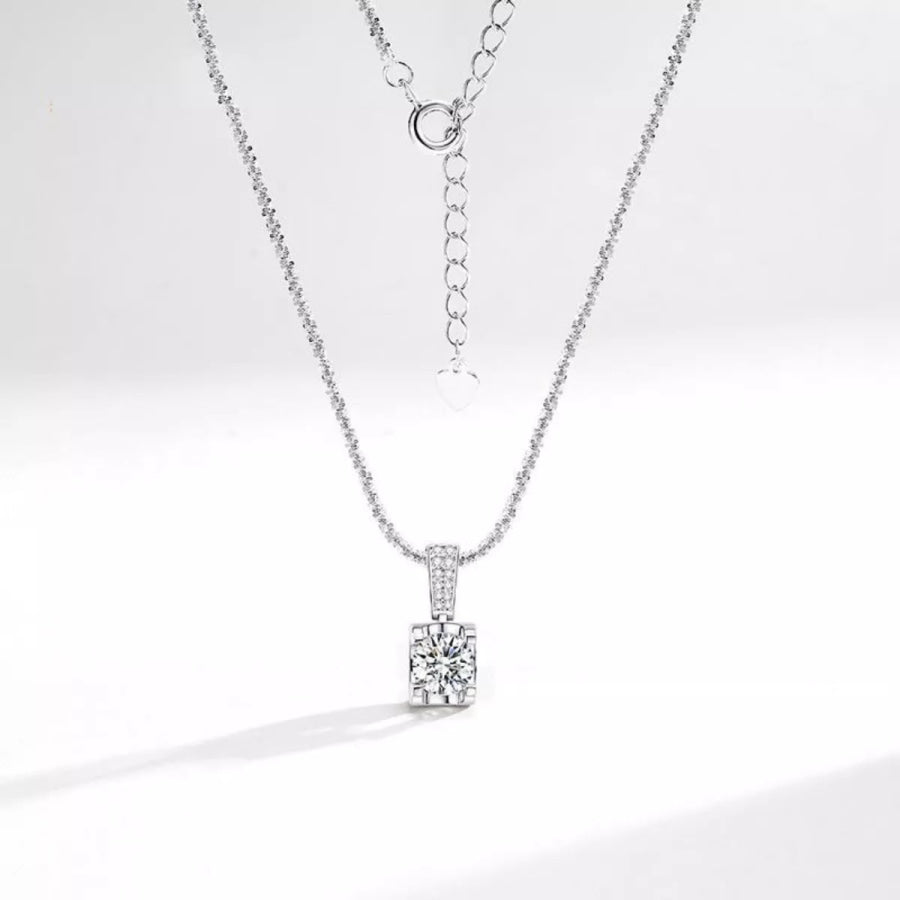 1 Carat 925 Sterling Silver Moissanite Necklace Silver / onesize Apparel and Accessories