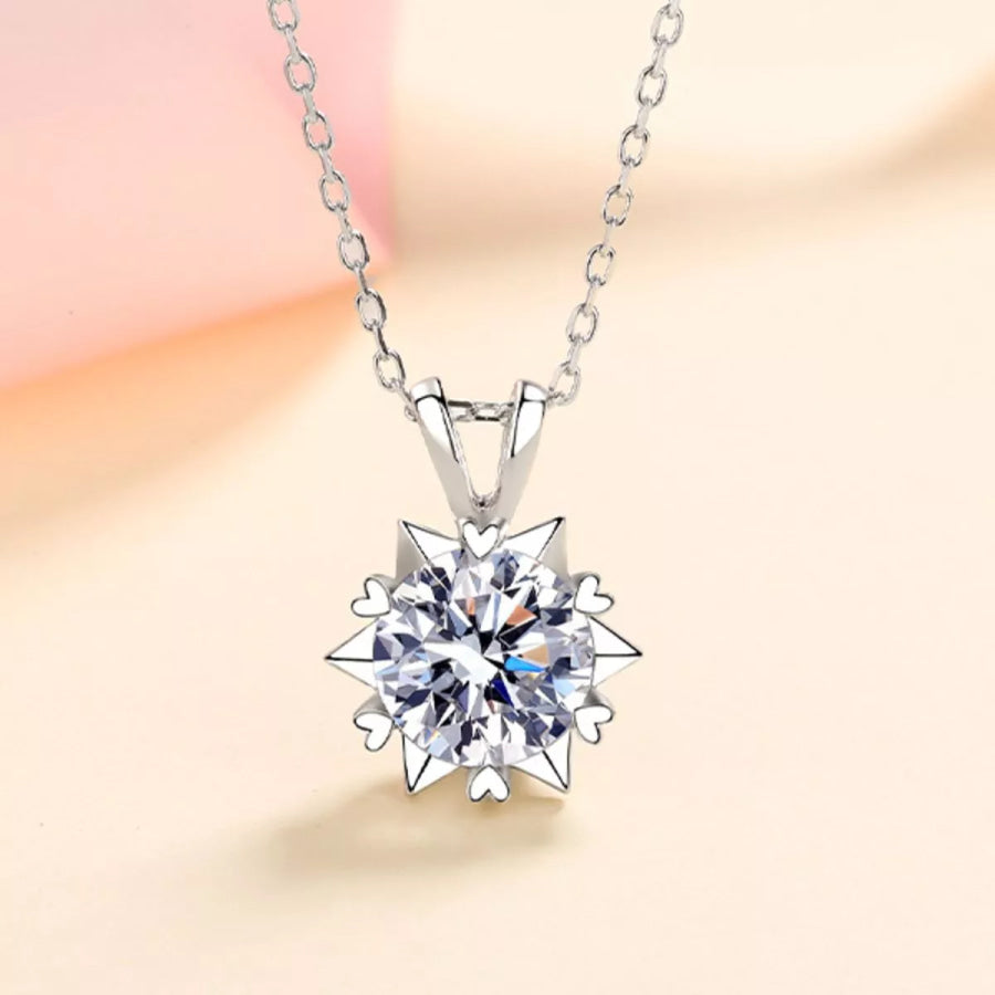1 Carat 925 Sterling Silver Moissanite Pendant Necklace Silver / One Size Apparel and Accessories
