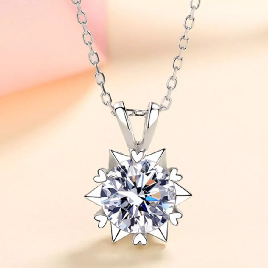 1 Carat 925 Sterling Silver Moissanite Pendant Necklace Silver / One Size Apparel and Accessories