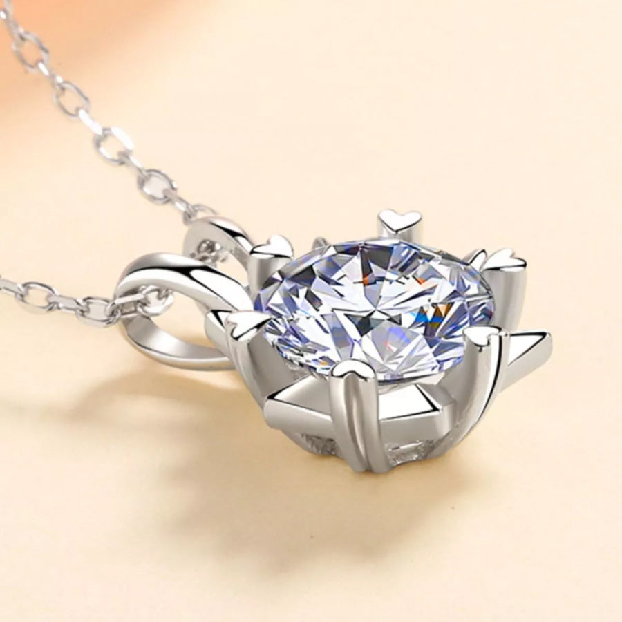 1 Carat 925 Sterling Silver Moissanite Pendant Necklace Silver / One Size Apparel and Accessories