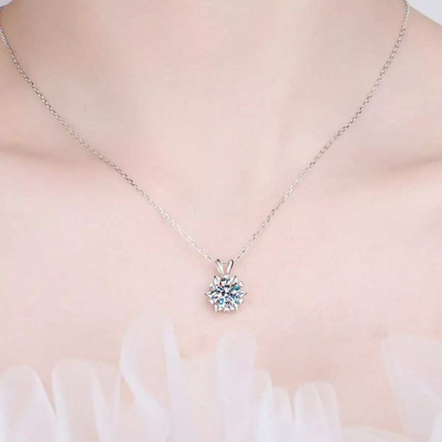 1 Carat 925 Sterling Silver Moissanite Pendant Necklace Silver / One Size Apparel and Accessories