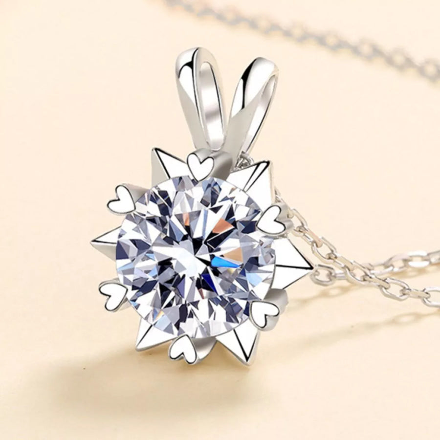 1 Carat 925 Sterling Silver Moissanite Pendant Necklace Silver / One Size Apparel and Accessories