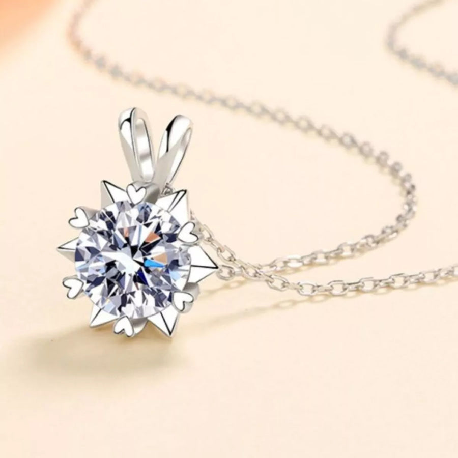 1 Carat 925 Sterling Silver Moissanite Pendant Necklace Silver / One Size Apparel and Accessories