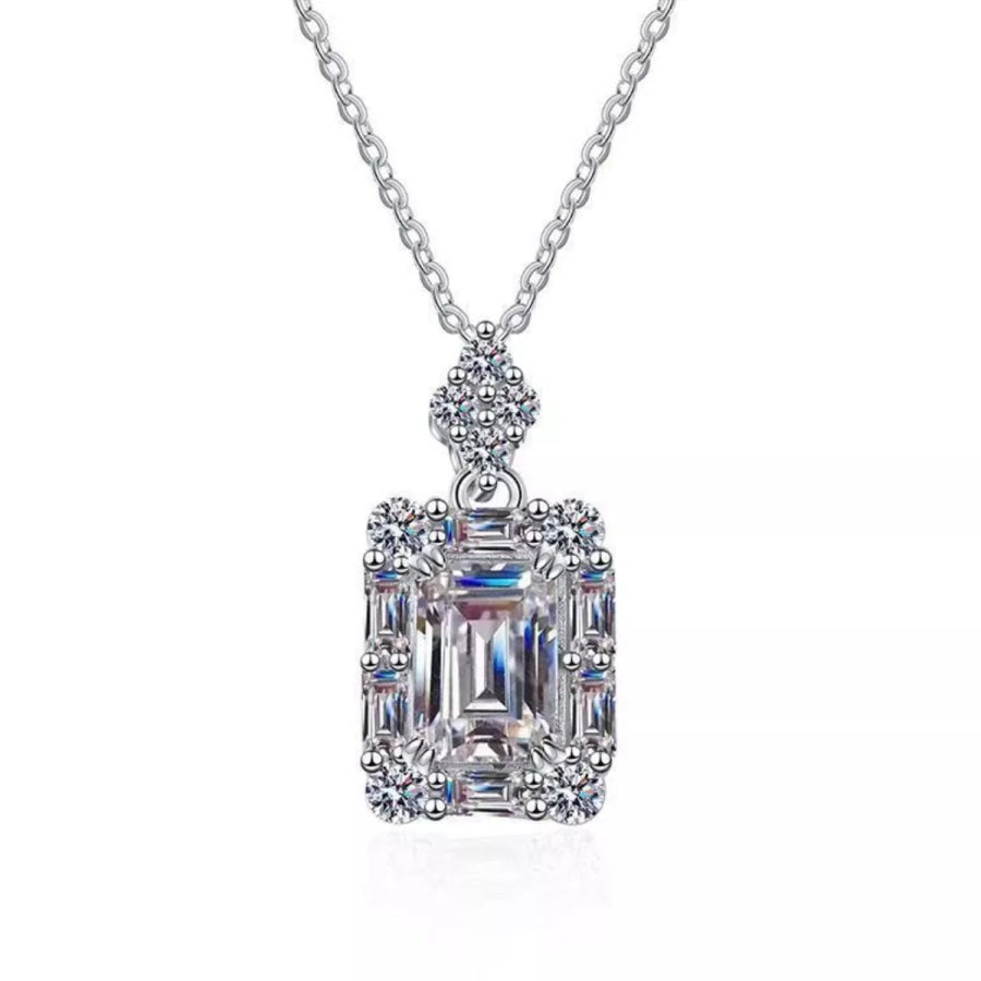 1 Carat 925 Sterling Silver Moissanite Pendant Necklace Silver / onesize Apparel and Accessories