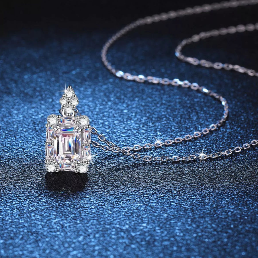 1 Carat 925 Sterling Silver Moissanite Pendant Necklace Silver / onesize Apparel and Accessories
